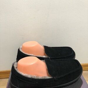 George Men’s Black Suede Slippers with Faux Fur Lining Slippers Size 9-10